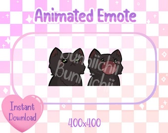 Animated Black Long Hair Pop Cat Twitch/Discord Emote & Sticker