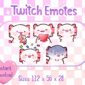 5 Set Chibi Axolotl Twitch/Discord Emote & Sticker