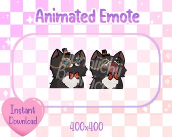 Animated Fancy Mustache Tuxedo Pop Cat Twitch/Discord Emote & Sticker