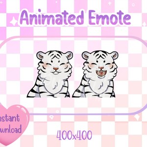 Animated White Tiger Pop Cat Twitch/Discord Emote & Sticker
