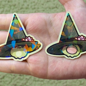 Cute 2&quot; Tiny Witch Pop Frog Waterproof Holographic Glossy Stickers