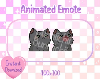 Animated Gray Long Hair Pop Cat Twitch/Discord Emote & Sticker