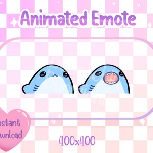 Animated Blue Chibi Shark Pop Cat Twitch/Discord Emote & Sticker