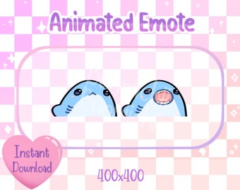 Animato Blue Chibi Shark Pop Cat Twitch / Discord Emote & Sticker