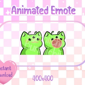 Animated Green Alien Pop Cat Twitch/Discord Emote & Sticker