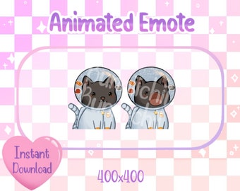 Animated Dark Grey Astronaut Pop Cat PNGtuber Twitch/Discord Emote & Sticker