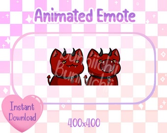 Animato Red Devil Pop Cat Twitch / Discord Emote & Sticker