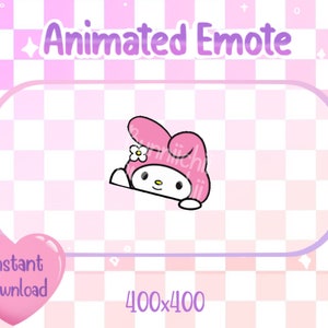 Animated Kawaii Pink Flower Bunny Bongo Cat Twitch/Discord Emote & Sticker