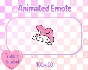 Animated Kawaii Pink Flower Bunny Bongo Cat Twitch/Discord Emote & Sticker