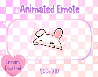 Animated Adorable White Bunny Bongo Cat Twitch/Discord Emote & Sticker