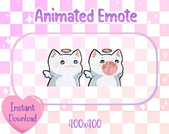 Animato White Angel Pop Cat Twitch / Discord Emote & Sticker