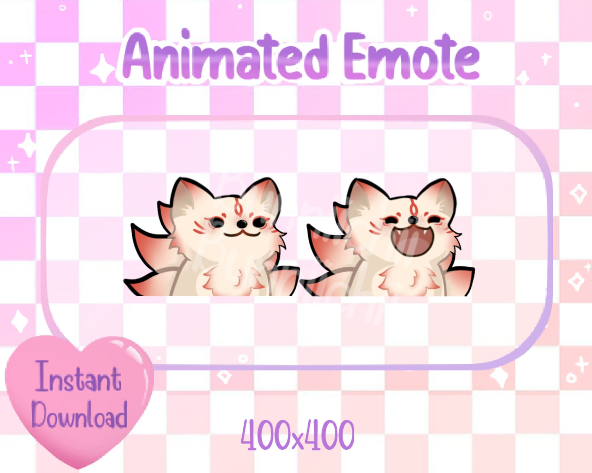 Animated Red and White Kitsune Nine Tailed Fox Pop Cat Twitch/Discord Emote & Sticker