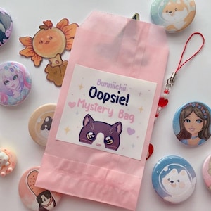 Borsa misteriosa Bunniichii Oopsie / Borsa da afferrare Kawaii B Grade / Ciondoli per cellulare, bottoni, adesivi