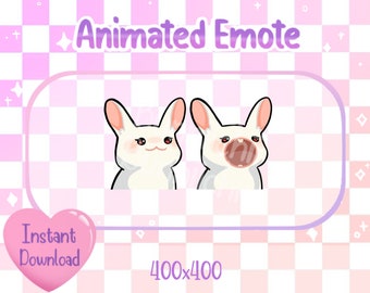 Coniglietto bianco animato con occhi rossi Twitch / Discord Emote & Sticker