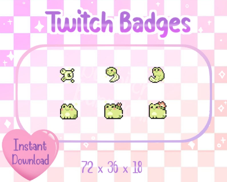 Kawaii 6 Set Froggy Life Twitch Sub Badges image 1