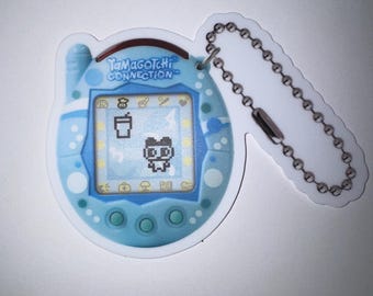 Tamagotchi Mametchi Sticker Cute Kawaii Retro Virtual Pet 90s Anime Aesthetic Keychain Stickers Blue Bubbles Tamagotchi Connection