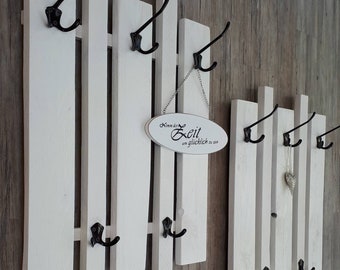 Coat rack, white, black, "lamemo classic", hooks black, white or silver, 51 x70 cm