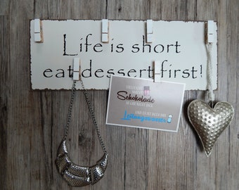 Memoboard-Spruchbild "Dessert first", 40 x 15 cm