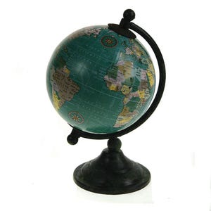 Globe terrestre sur support en métal, carte du monde 3D, noir / globe de taille moyenne, accessoires de décoration de bureau à domicile, étagère de présentation ronde, accessoire de bibliothèque