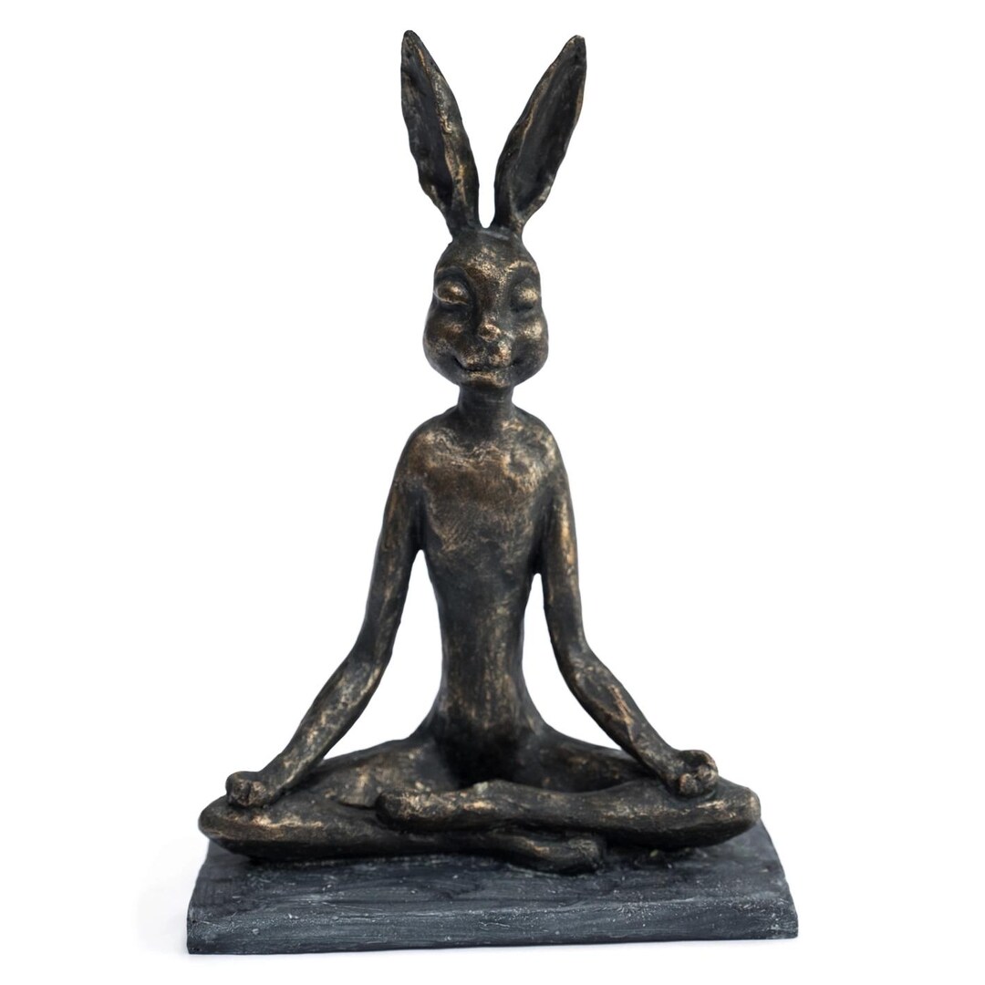 Wise Zen Rabbit Hand Painted Zen Statue Rabbit Meditation Yoga Lotus Position Zen ...