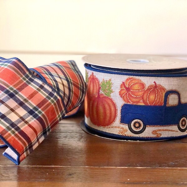 Blue Truck Fall Ribbon Etsy