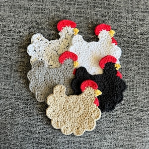 Einzelhuhn gehäkelter Untersetzer, individuelles Huhn Untersetzer, handgemachter Untersetzer, Tieruntersetzer