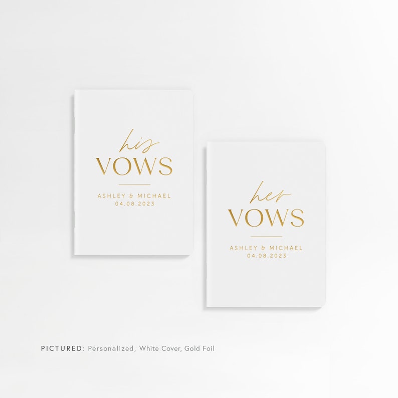 Modern Vow Books, Wedding Vow Book, Vowbook Set of 2, Vowbooks, Wedding Gift, Personalized Vow Books MO1VBF image 2