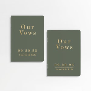 Modern Vow Books, Green Wedding Vow Book, Vowbook Set, Vowbooks, Foil Vow Booklet, Vows - CM1VBF