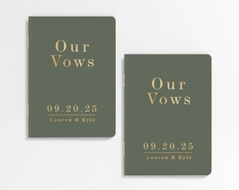 Modern Vow Books, Green Wedding Vow Book, Vowbook Set, Vowbooks, Foil Vow Booklet, Vows - CM1VBF