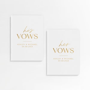 Modern Vow Books, Wedding Vow Book, Vowbook Set of 2, Vowbooks, Wedding Gift, Personalized Vow Books MO1VBF image 1