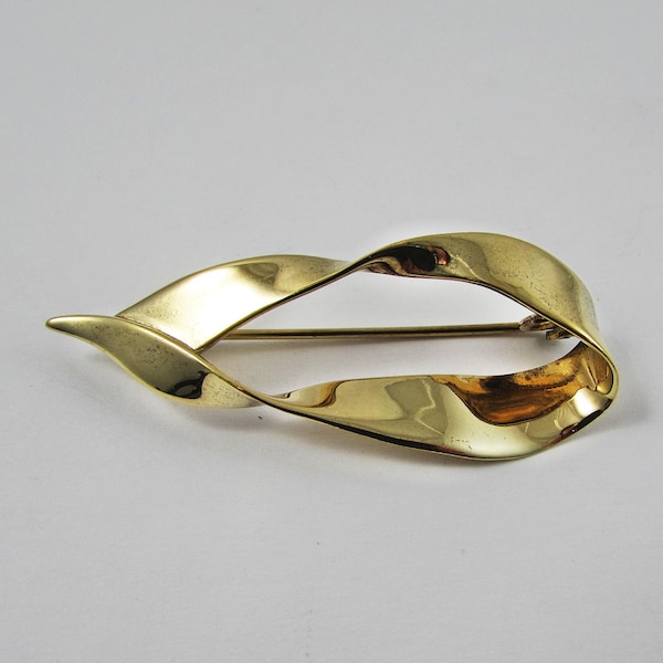 Sterling and Gold Vermeil Brooch, Signed ND 925, Modernist Brooch, Vintage Brooch, Sterling Silver Brooch