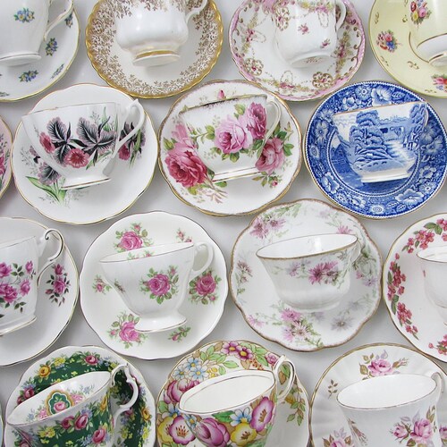 20 Sets Vintage Mismatched Tea Cups and Saucers 40 Pcs Etsy Australia