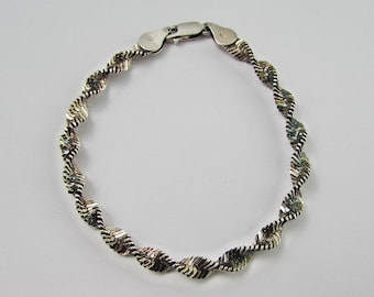 Vintage 925 Sterling Silver Bracelet Italy Silver Twist Chain