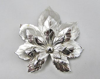 Silver Leaf Broche, Gemaakt door Sarah Coventry, Gesigneerd, Vintage Broche