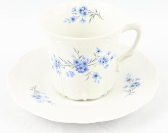 Tirschenreuth Baronesse Tea Cup and Saucer Set with Blue Flowers