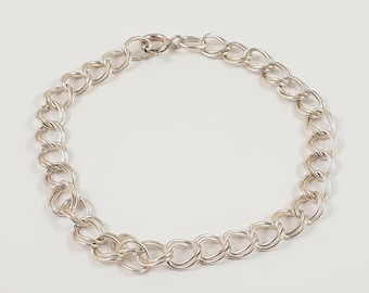 Sterling Silver Chain Loops Bracelet, Vintage Bracelet, 7 Inches