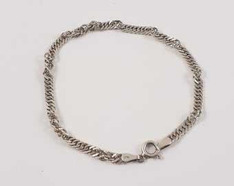 Sterling Silver Twisted Chain Bracelet, Vintage Bracelet, 7 Inches