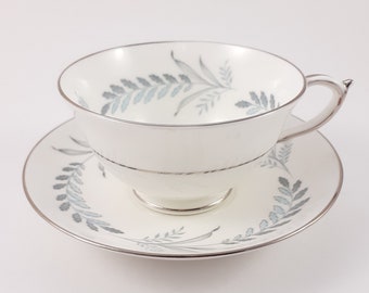 Paragon Tea Cup and Saucer Set with Blue Grass Pattern, Vintage English Bone China