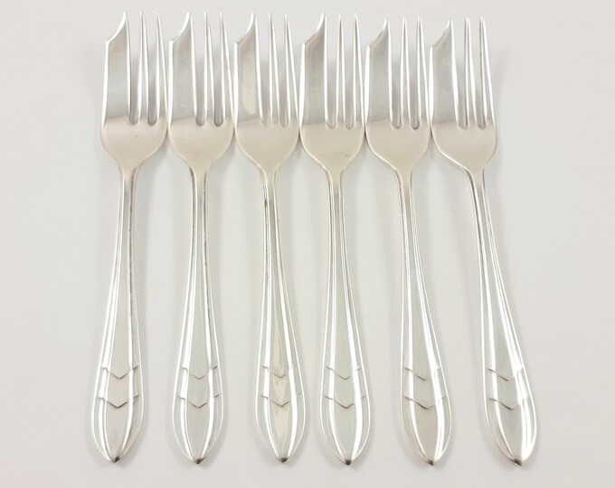 Set of 6 Cake Forks, Silver Plated Dessert Forks, Pastry Forks, EPNS