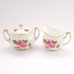 Cream and Covered Sugar Set, Foley Century Rose, Foley Vintage Bone China,  1950s