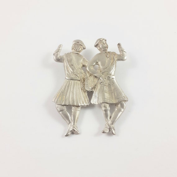 Vintage Pewter Brooch, Highland Dancers, Seagull Pewter
