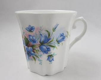 Bone China Mug with Blue Flowers, Royal Grafton Made in England, English Bone China, Vintage Mug, Coffee Cup