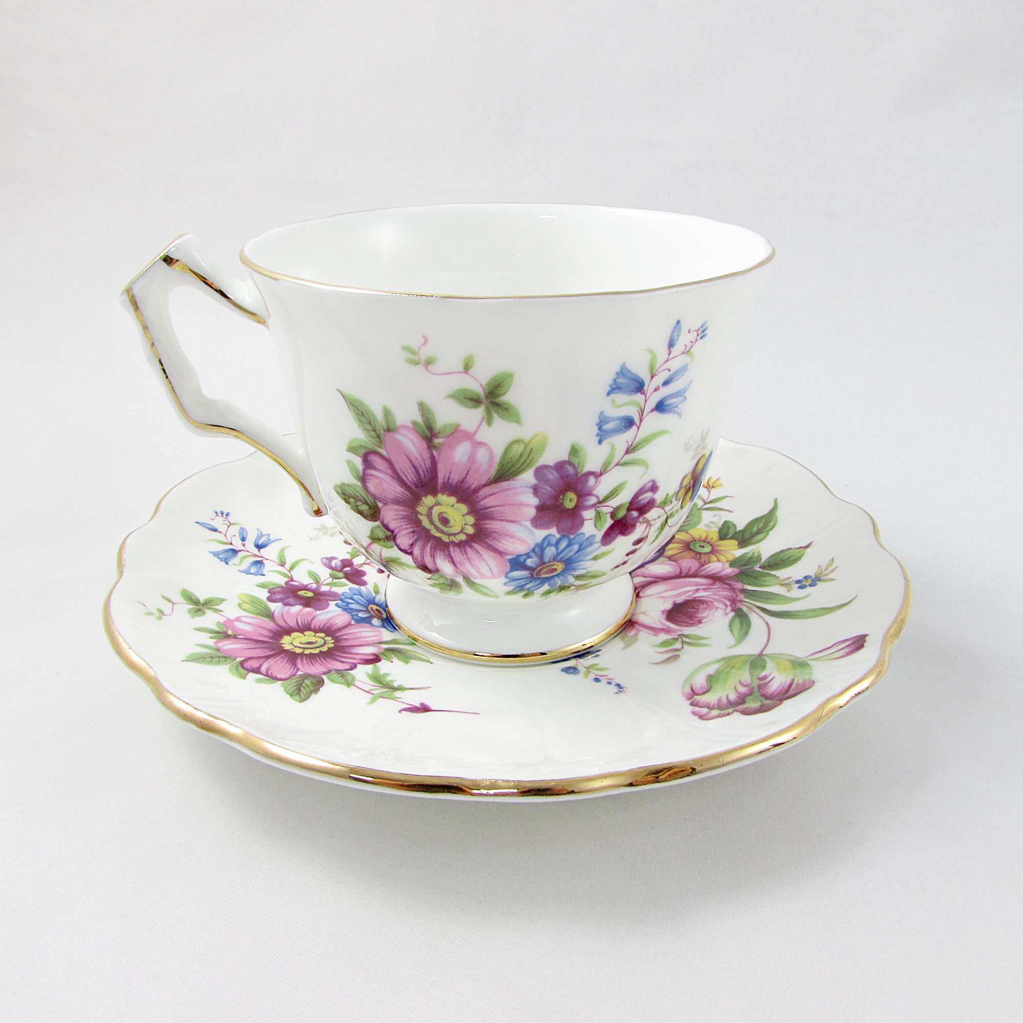 Aynsley Teacup and Saucer Set With Floral Bouquet Aynsley Etsy Canada