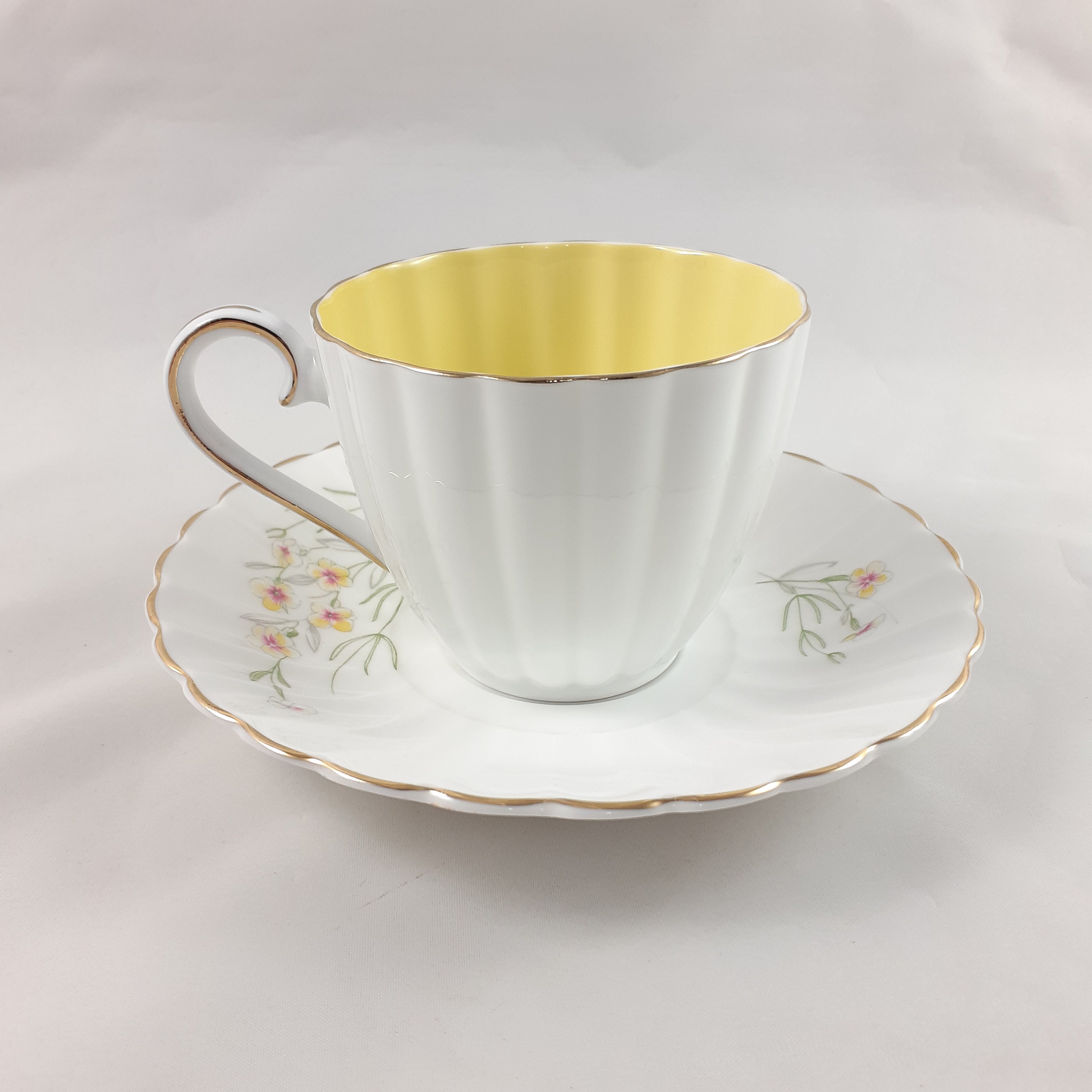 Vintage Susie Cooper Tea Cup and Saucer With Yellow Center, Bone China ...
