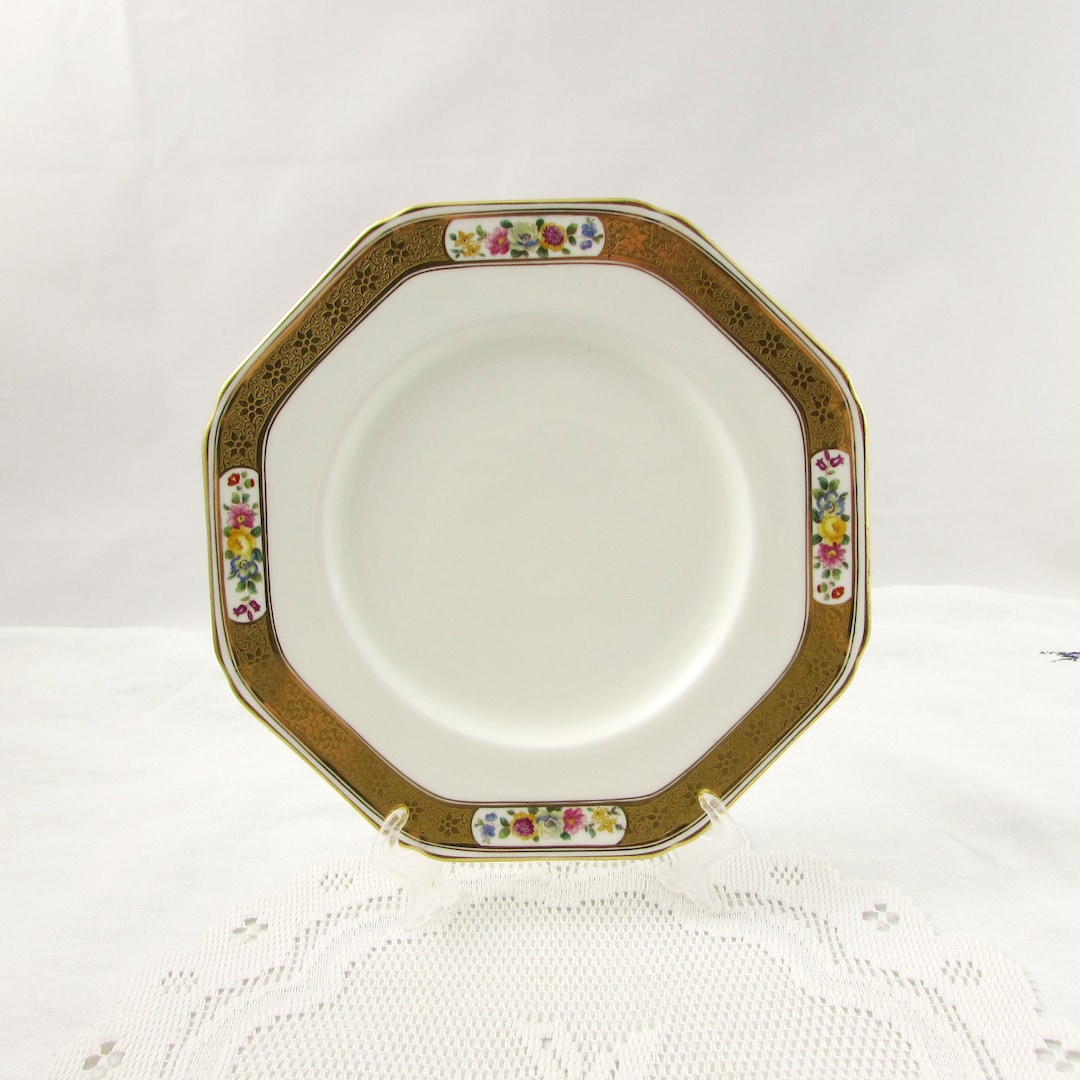 Vintage Plate With Gold Border Cauldon 8.5 Inches Octagon Etsy