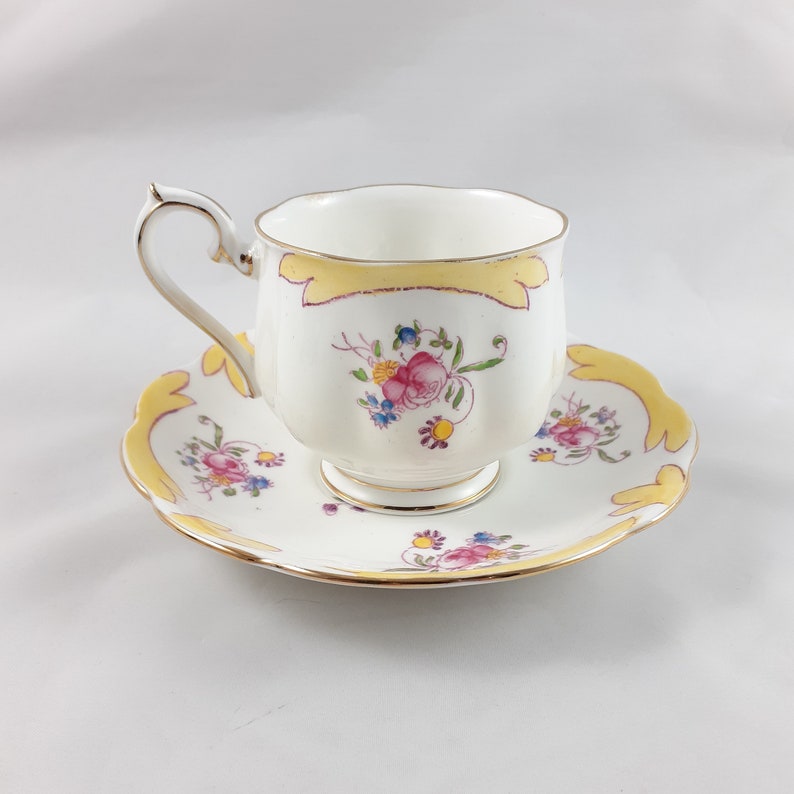 Royal Albert Crown China Tea Cup and Saucer Yellow With Hand Etsy