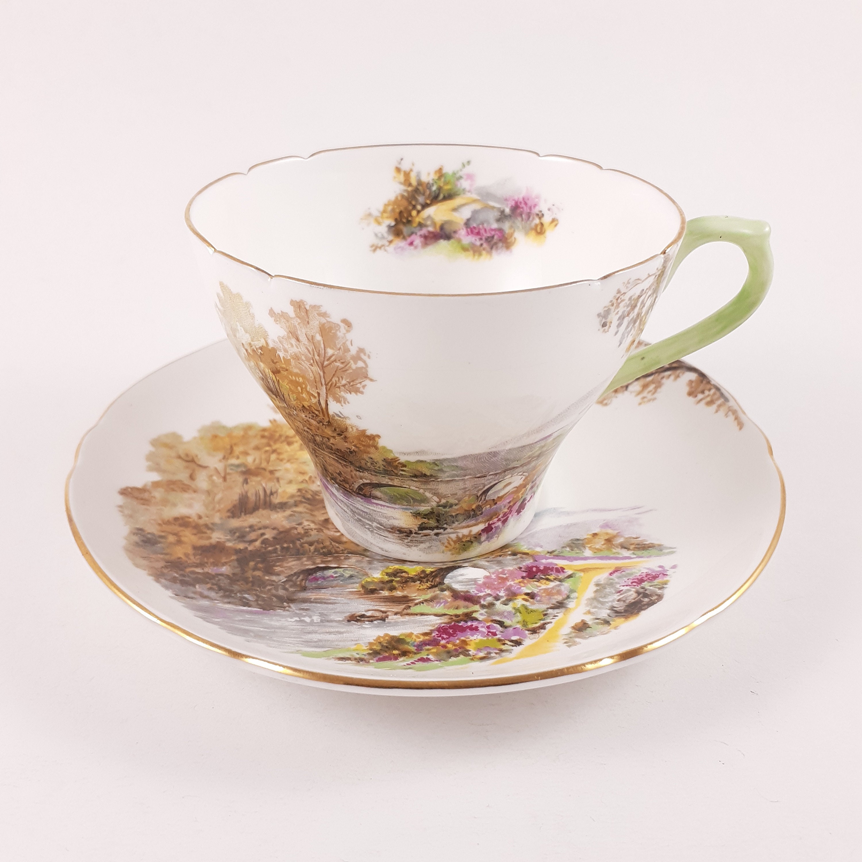 Shelley Heather Tea Cup and Saucer, Vintage Bone China, Pattern Number ...