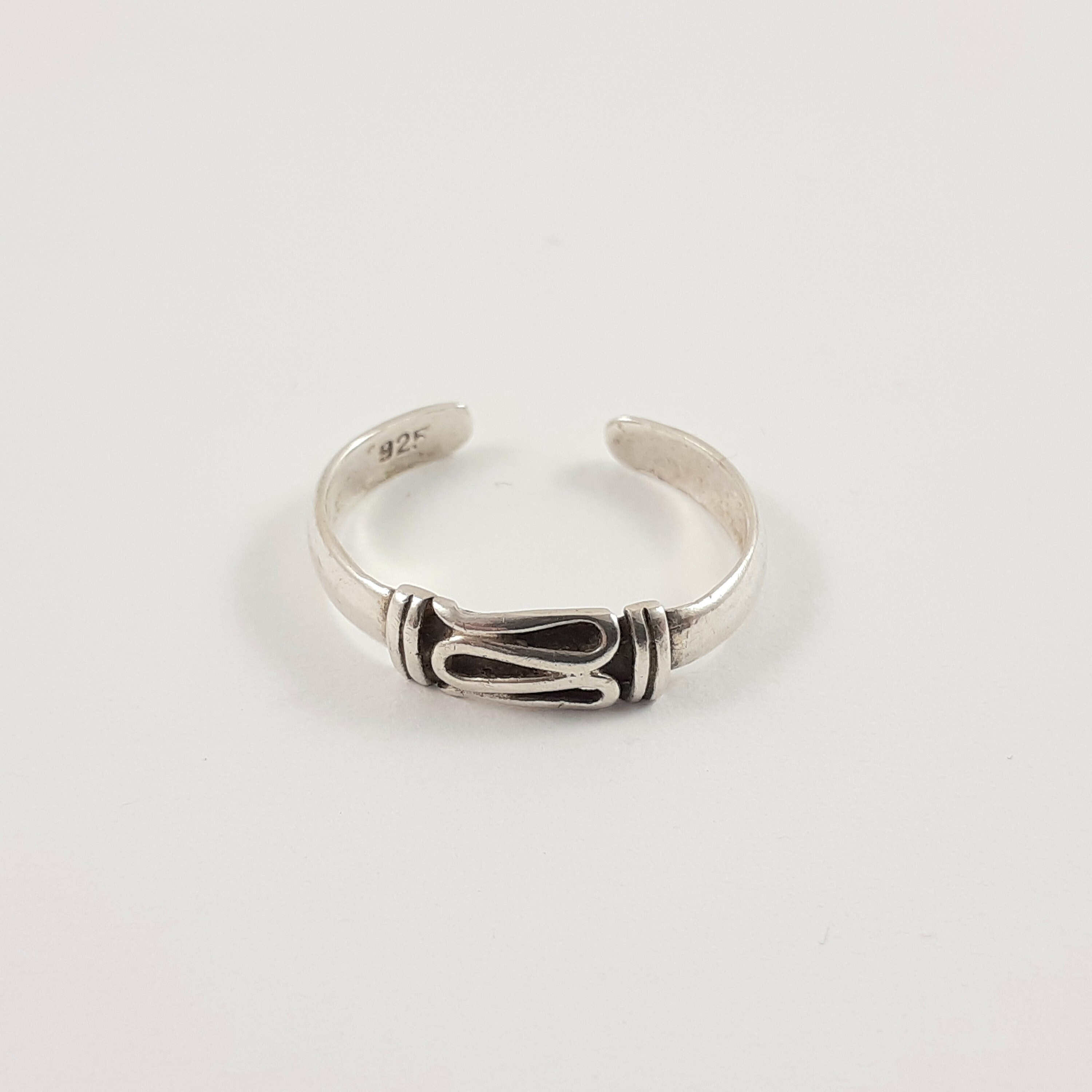 Bague D'orteil Vintage En Métal Argenté Noué - Marquée PI (333), Occasion
