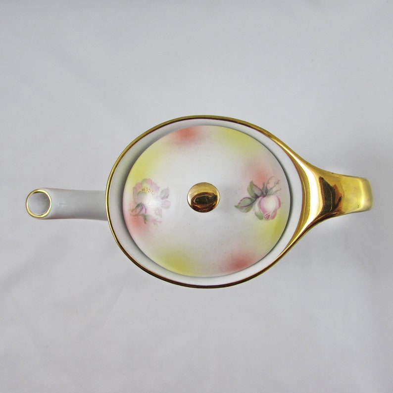 Schumann Arzberg Small Coffee Pot 6.5 Inches Tall Wild Rose Pattern Vintage Teapot Bavaria Tea Pot Germany Bone China Teapot