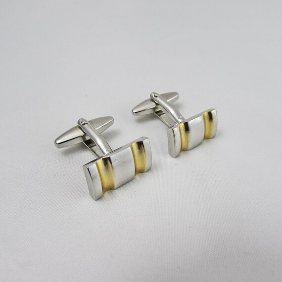 Boutons De Manchette Anciens En Argent - Style Moderne Vintage - Occasion - Réf. 542-1